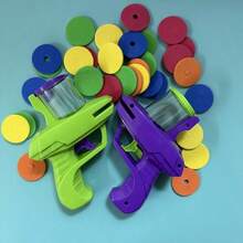 互動式貓玩具發射器套組附泡沫圓盤－手動發射器，適合寵物玩耍與運動，耐用塑料，無需電池－彩色圓盤，適合派對遊戲與趣味活動 - 彩色 - 查看 16