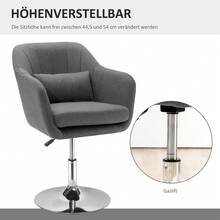 Drehstuhl, höhenverstellbarer Bürostuhl, leinenartiges Polyester, Metall, 60 x 60 x 79-91 cm, dunkelgrau - Verschiedenfarbig - Übersicht 8