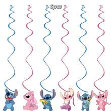 Hasbro 卡通史迪奇假日派对拉旗旋转器，粉色史迪奇背景布派对装饰套装 - 彩色 - 查看 3