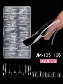 120 Pieces/Box Dual-Form Nail Extension System (60 Upper Forms + 60 Lower Forms, 15 Sizes) – Suitable For UV/LED Extension Gel, Features Scale Lines, Nail Art Supplies - Clear - View 1