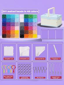 2.6mm Fuse Bead Creative Handmade Kit, Includes Storage Bag And Craft Tools For Perler Bead Crafts, Suitable For Hobbyists To Make Various Patterns, Great Gift For Birthday, Graduation, Valentine's Day, Party, Family, Friends, And Classmates - Perler Beads Set + Blue Folding Storage Box - View 9