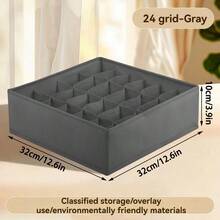 4 Packs Fabric Drawer Organizer Dividers, Multi-Grid Underwear Storage Box For Wardrobe Tidying & Home Happiness Boost - Grey - View 10