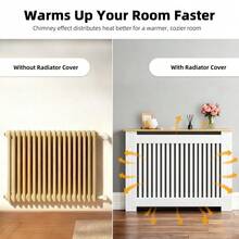 UNHO Radiator Cover 83cm High Modern Grill Cabinet MDF Vertical Slat Wooden & White S/M/L - M - 112x20x83cm - View 7