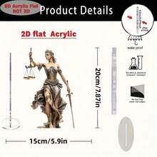 2D Flat Bohemian Style Female Justice Statue - Home, Office Acrylic Desktop Decor With Fantasy Theme, No Text, Easy To Install, Fine Craftsmanship And Intricate Details, 2D Flat - 1PC - View 5
