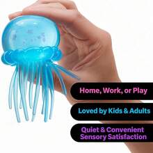 1 pieza Juguete antiestrés de medusa transparente con tema submarino de rebote lento, TPR elástico suave y transparente para alivio del estrés, decoración de escritorio, mini gadget de relajación para oficina, regalo para fans de conciertos, accesorio a juego para escritorio con fotocarta - Multicolor - Ver 3