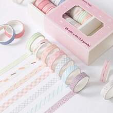 20 Rolls Macaron Washi Tape Set, Rainbow Color Masking Tape Set, 10mm (0.4 Inch) Wide, Colorful Decorative Tape For School Supplies, DIY Arts & Crafts, Scrapbooking, Journaling, Notebooks, Planners And Stationery - Rainbow Decorative Washi Tape - View 6