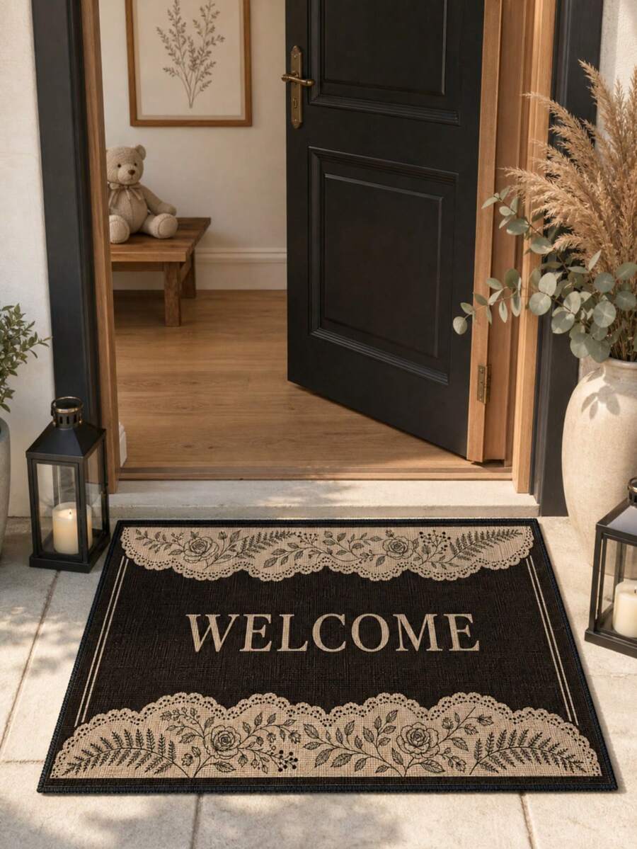1pc Outdoor Non-Slip Patterned Floor Mat, Indoor Carpet, Bathroom Mat, Kitchen Mat, Decorative Rug, Multi-Functional Hallway Mat, Soft & Comfortable, Easy To Clean, Suitable For Indoor/Outdoor Entryway, Bedroom, Home Decor