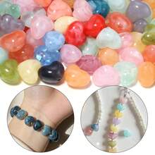 50 Stück Acryl Zweifarben-Batik Herzförmige Perlen mit geradem Loch, Mehrfarbige Wolkenperlen, DIY Armband Halskette Schmuckzubehör, Schmuckherstellungsperlen - Liebe - Übersicht 3