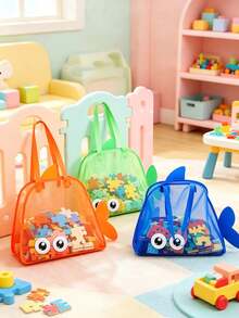 1 pieza Mochila de gran capacidad con cordón de nylon transpirable, adecuada para juguetes de playa, uso en piscina y actividades al aire libre - Multicolor - Ver 4