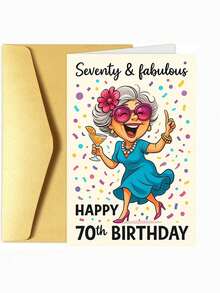 女士 70 歲生日卡，趣味溫馨里程碑年齡慶祝 - 多色 - 查看 4
