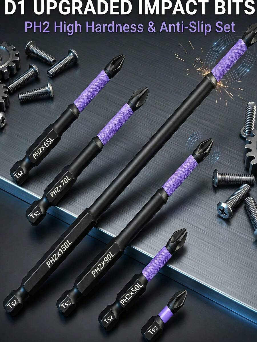 6/1pc Professional Grade Anti-Slip Drill Bit Set - S2 Impact Drill Bits | 1/4" Hex Shank, Suitable For Electric/Manual Screwdrivers (Magnetic Grip, Essential For Home/Car/DIY) - Multiple Styles - View 1