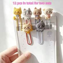 3pcs/6pcs/12pcs Klip Kertas Kucing Kartun Lucu, Berbagai Pembatas Buku Dekoratif Gambar Kucing Menggemaskan, Peniti Kantor, Alat Tulis Belajar, Dekorasi Bahan, Hadiah Kembali ke Sekolah - Kucing lucu - View 14