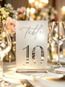 Gold Acrylic Mirror Number Table Signs, 12*18CM Wedding Table Numbers With Stands - Multicolor - View 61