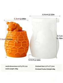 1件 3D熊與蜜蜂矽膠模具 | 可重複使用DIY家居裝飾與禮品製作工具 | 蜂巢紋理矽膠模具附蜂蜜裝飾，適用於蠟燭/樹脂手工藝 - 白色 - 查看 7