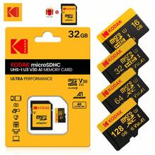 Kodak Micro SD 卡 U3 V30 Class10 16GB/32GB/64GB/128GB 高速記憶卡，附卡夾適配器，適用於相機、單反相機、監控、汽車、智慧型手機 - 黑色 - 查看 3