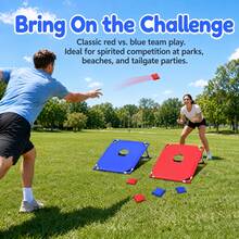 This Set Includes 6 Beanbags, A Red Or Blue Corn Hole Game Board, And A Gift Box. Random One,It's Suitable For Outdoor Parties, Backyard Camping, Indoor Gatherings, Or Beach Patio Entertainment. An Ideal Choice For Holiday Gifts And Party Supplies - 彩色 - 查看 3