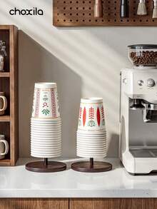 choxila 1pc Walnut Color Paper Cup Holder, Tall Horizontal Storage Rack - Paper Cup Holder - View 4