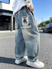 Boys' Denim Jeans Spring/Autumn 2026 New Style Loose Casual Straight Leg Long Pants - Light Wash - View 1