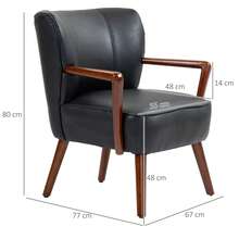 Akzentsessel, breiter Sitz, Lederoptik, Holzrahmen, bis 120 kg, 67x77x80 cm, Schwarz - Verschiedenfarbig - Übersicht 5