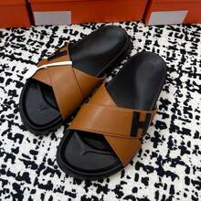 New H-Style Slippers, Couple Slide Sandals, Casual Single-Strap Slides For Outdoor Wear - 淺棕色 - 查看 2
