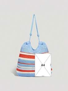 Adidas Originals Tas Tote Rajut Unisex Motif Garis-Garis Blok Warna KX9590 - Blue and White - View 8