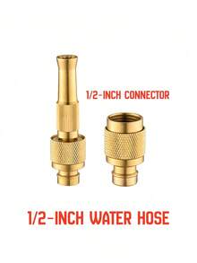 1pc Solid Brass High‑Pressure Adjustable Water Nozzle, Multipurpose Straight‑Flow Sprayer For Car Washing, Garden Watering And Household Cleaning, Fits 1/2" & 3/4‑Inch Hoses - A - View 7