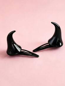 2pcs Halloween Women's Fashion Black Red White Gothic Devil Horn Hair Clips, Exquisite Halloween Gift And Cosplay Hair Accessory - Multicolor - View 10