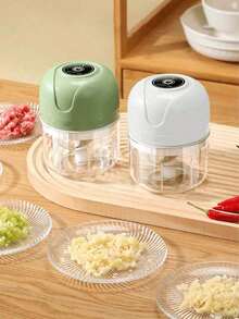 Picador eléctrico inalámbrico mini de cebolla y ajo, rebanador multifuncional creativo de verduras y frutas, molinillo, triturador, licuadora de cocina recargable por USB, herramienta para condimentos y especias, gadget de cocina, máquina asistente de cocina - Multicolor - Ver 2