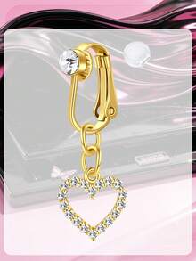 Y2K Butterfly Heart Fake Belly Ring For Women,Faux Belly Piercing Jewelry Fake Belly Button Piercing Clip On Belly Button Rings Non Piercing Jewelry - Fake Belly Ring - View 10