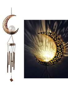 1pc Star Sun Moon Shaped Solar Wind Chime Light - Weather-Resistant Outdoor Decor With Automatic Dusk To Dawn Sensor, Suitable For Garden, Porch And Patio, LED Lighting Wind Chime Ambient Light - Multicolor - View 9