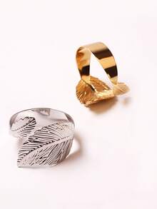 24/36/48pcs Leaf-Shaped Gold Napkin Rings, Shiny Metal Napkin Rings Table Decoration, Fashionable Autumn Napkin Rings Bulk, Suitable For Christmas, Easter, Wedding, Party, Elegant Table Setting - Silver 1 - View 6