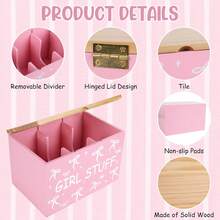 Tampon Holder For Bathroom Pad Organize Case With Lid Coquette Pink Bow Feminine Product Tampon Storage Girl Stuff Box For Bathroom Accessories - View 3