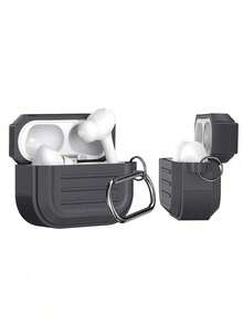 Striped Solid Color Silicone Earphone Case Compatible With AirPods 4 3 Pro2 3 1 2 - Grey - View 5