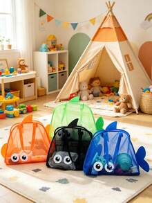 1 pieza Mochila de gran capacidad con cordón de nylon transpirable, adecuada para juguetes de playa, uso en piscina y actividades al aire libre - Multicolor - Ver 2