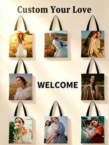 Customizable Blank Canvas Tote Bag, Reusable Shopping Bag, Personalized Logo Printing, Lightweight Commuter Tote Bag, Suitable For Daily Use - Multicolor - View 2