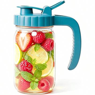 Jar Pitcher With Pour Spout Lid 32 Oz Glass Breastmilk Storage Wide Mouth Airtight Leakproof Jug With Flip Cap Cold Brew Coffee Iced Tea Tea Lemonade Beverages