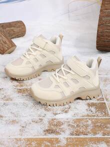 1 Pair Kids' Outdoor Sports Hiking Boots, Simple Non-Slip Trekking Shoes, Fashionable Versatile Warm Boots For Boys And Girls - Beige - View 4
