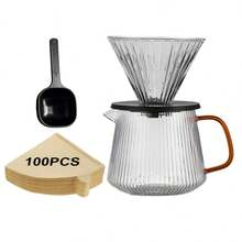 Pour Over Coffee Brewer Set, Includes Coffee Scoop And Filter Paper, 23.6OZ/700ML Glass Coffee Server With Glass Coffee Filter/Brewer, Home Or Office Drip Coffee Maker Set, 1-6 Cups - Multicolor - View 8
