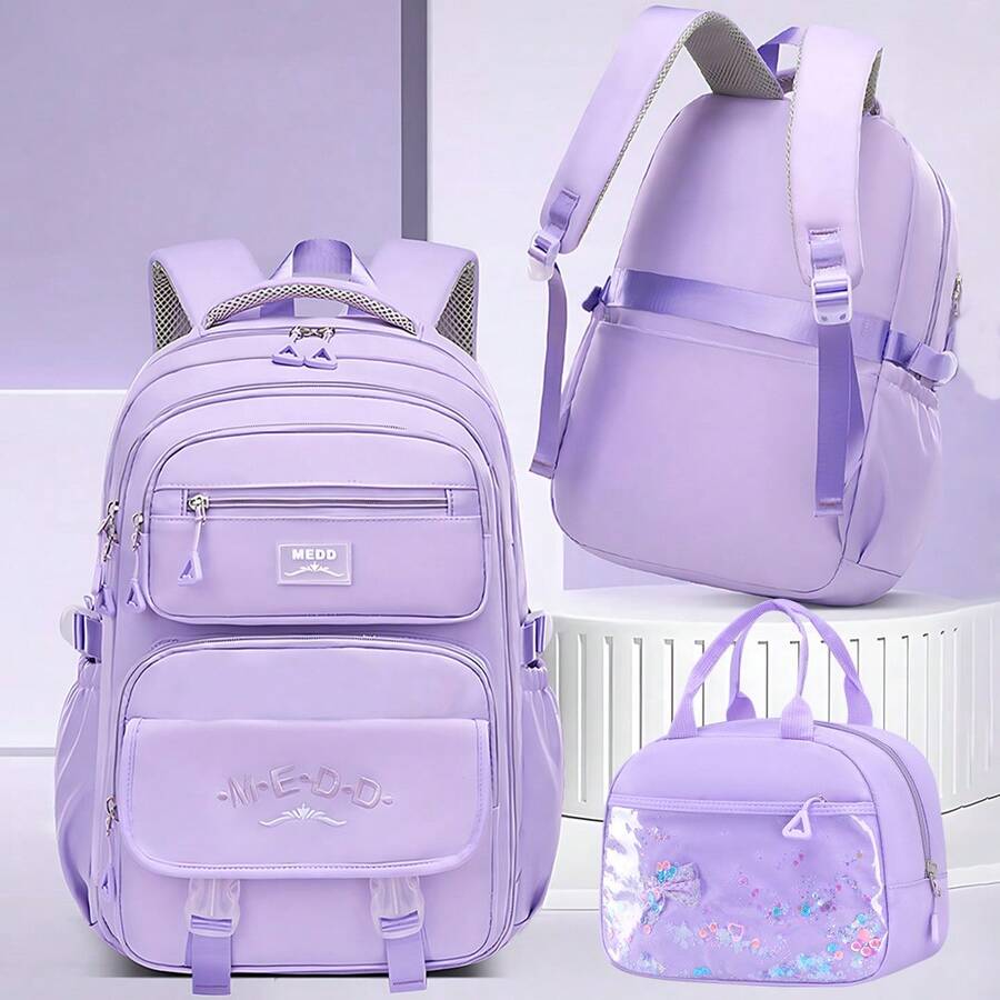 2pcs/Set Girls Casual Backpack With Handbag, 2026 Back To School Backpack, Multi-Functional Large Capacity School Bag, Teen Outdoor Travel Bag - 2-piece Set - View 1
