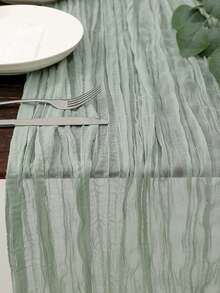 1pc 90*180cm Cheesecloth Table Runner Boho Gauze Table Runner Sage Green Gauze 120 Inch Rustic Cloth Table Runner For Baby Shower Decoration - Multicolor - View 12