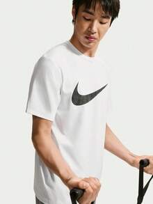 Nike Men's AS M NK DF UV HYVERSE SS TOP Short Sleeve T-Shirt Knit Collarless Short TIV4813-100 - White - View 3
