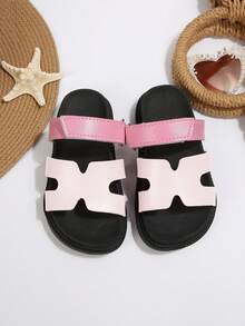 Girls' Bow Knot Slide Sandals With Adjustable Back Strap, Princess Style Hook And Loop Closure, Non-Slip Soft Sole Beach Shoes For Summer - Pink - View 4
