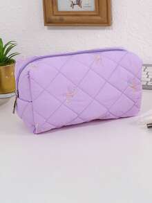 1PC Colorful Bowknot Embroidered Pattern Pencil Case, Creative Large-Capacity Stationery Storage Bag, Perfect For Back-To-School Supplies - Multicolor - View 14