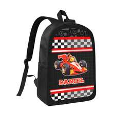 Personalized Racer Cars Backpack | Car Racers Fan Back To School Backpack Boy Gift, Graduation Gift - Red Violet - View 1