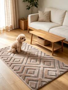 1 pieza Alfombra con patrón geométrico marrón, estilo minimalista, sensación premium, alfombra engrosada, alfombra gruesa, alfombra de felpa, alfombra de otoño/invierno, alfombra engrosada, alfombra decorativa, decoración de dormitorio, alfombra pequeña, alfombra, decoración del hogar, alfombra de sala de estar, alfombra pequeña de sala de estar, alfombra de dormitorio, decoración del hogar de sala de estar, alfombra para exteriores, alfombra lavable - Multicolor - Ver 1