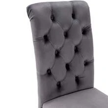 4 Piece Velvet Grey Dining Chairs Set With Oak Legs - Modern Style For Living Room, Reading Nook Or - 灰色 - 查看 10