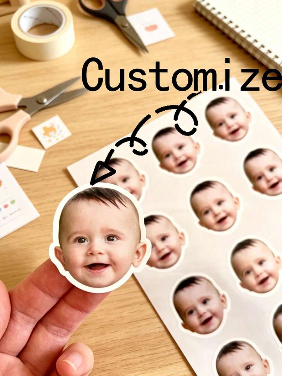 Custom Photo Stickers, Personalized Face Stickers, Custom Logo Stickers, Vinyl Waterproof Holographic Stickers For Laptops And Water Bottles, Personalized Gifts, Die-Cut - Face Photo Model - View 1