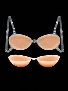 Seamless Strapless Silicone Bra - Self-Adhesive Push-Up Bra For Women, Suitable For Backless Outfits - Apricot - View 12