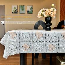 Mantel rectangular de PVC con patrón floral, impermeable, resistente a las arrugas, fácil de limpiar y lavable a máquina. Perfecto para la mesa del comedor y la decoración de fiestas al aire libre. También se puede cortar a medida para la decoración de la cocina DIY. - Beis - Ver 8