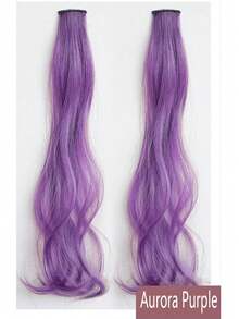Synthetic 2 Pieces/Set 50cm Colored Curly Hair Extensions, Water Wave Pink/Blue/Purple, Halloween/Christmas Wig - Multicolor - View 8